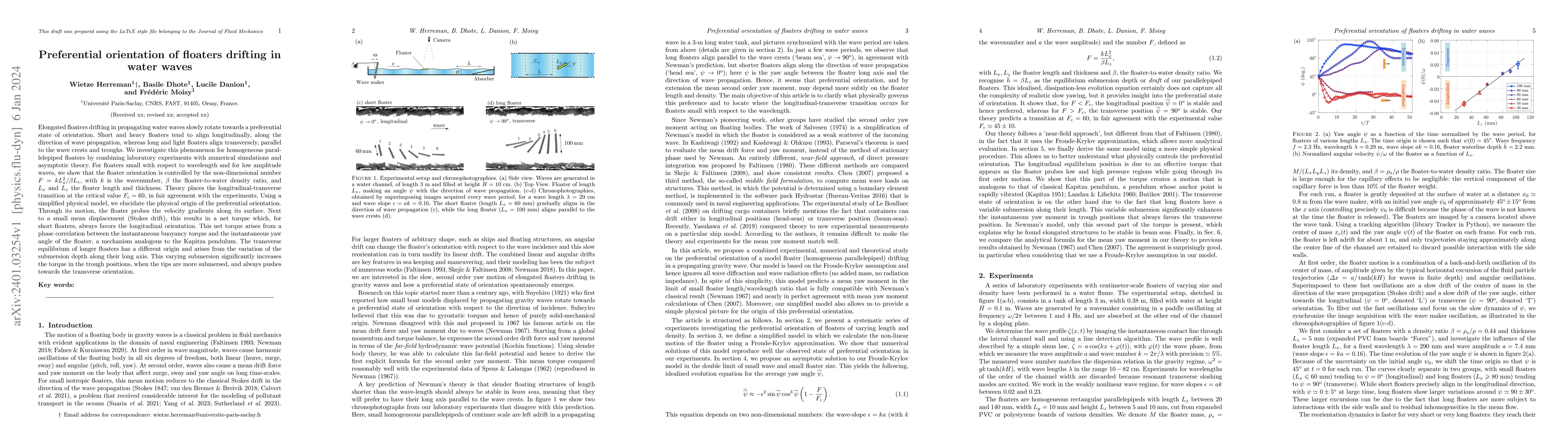 Thumbnail for Preferential orientation of floaters drifting in water waves