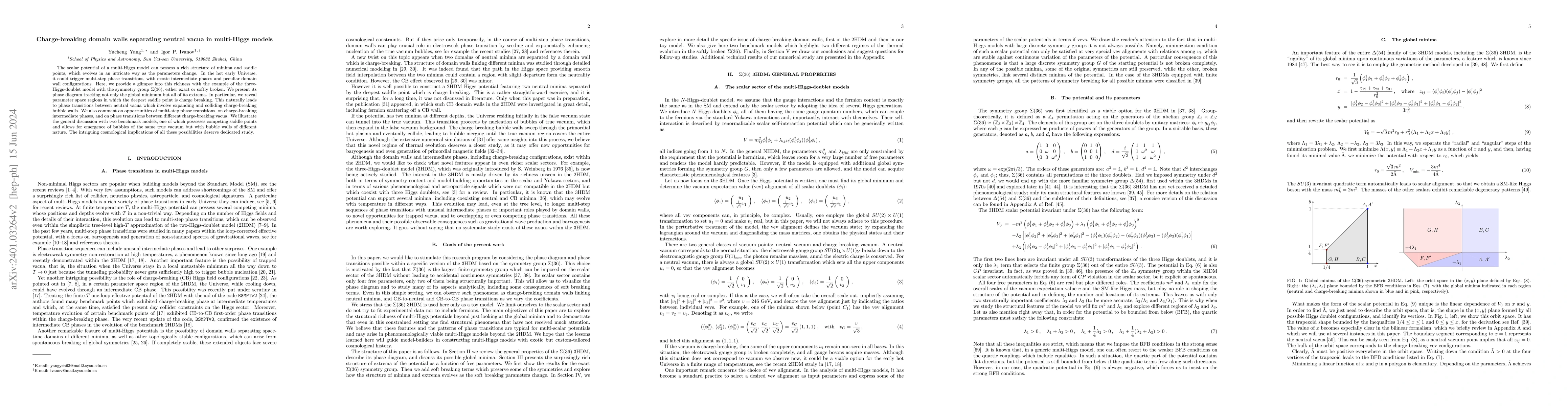 Thumbnail for Charge-breaking domain walls separating neutral vacua in multi-Higgs
  models