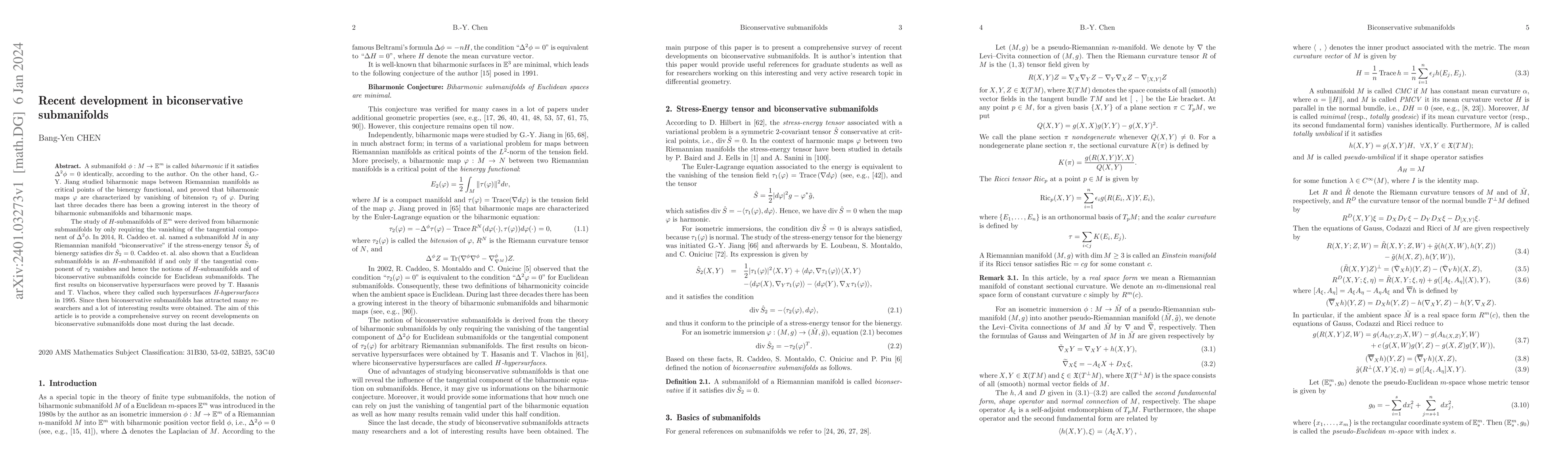 Thumbnail for Recent development in biconservative submanifolds