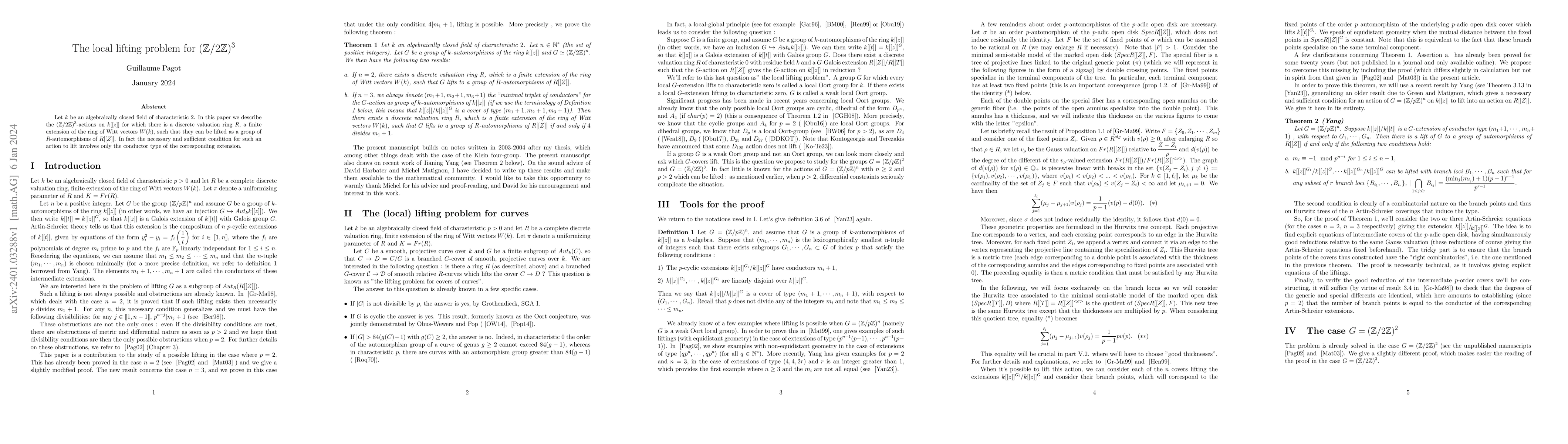 Thumbnail for The local lifting problem for $(\mathbb{Z}/2\mathbb{Z})^3$