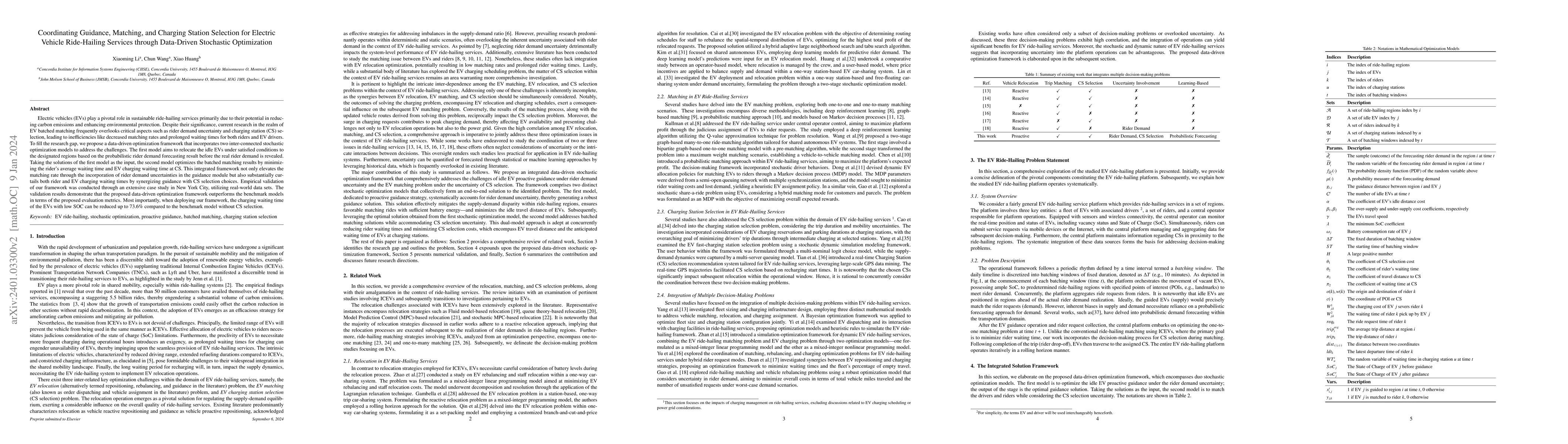 Thumbnail for Coordinating Guidance, Matching, and Charging Station Selection for
  Electric Vehicle Ride-Hailing Services through Data-Driven Stochastic
  Optimization