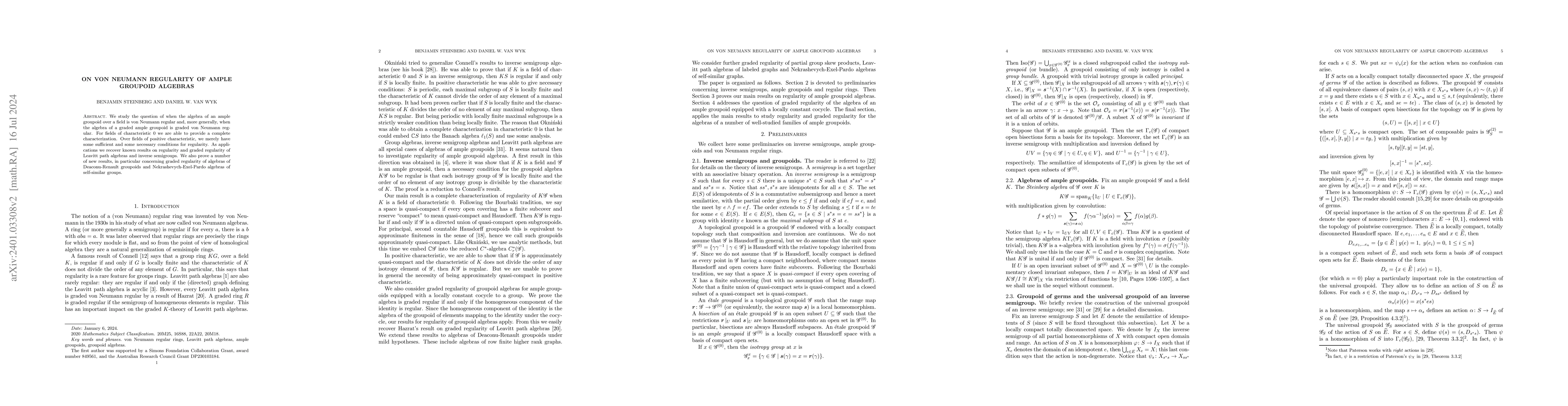 Thumbnail for On von Neumann regularity of ample groupoid algebras