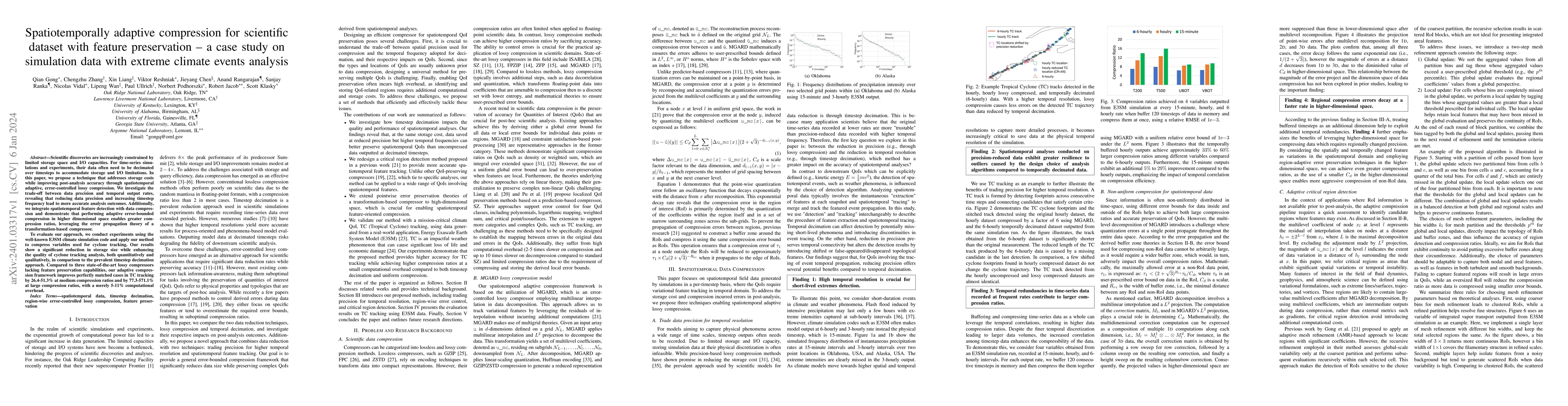 Thumbnail for Spatiotemporally adaptive compression for scientific dataset with
  feature preservation -- a case study on simulation data with extreme climate
  events analysis