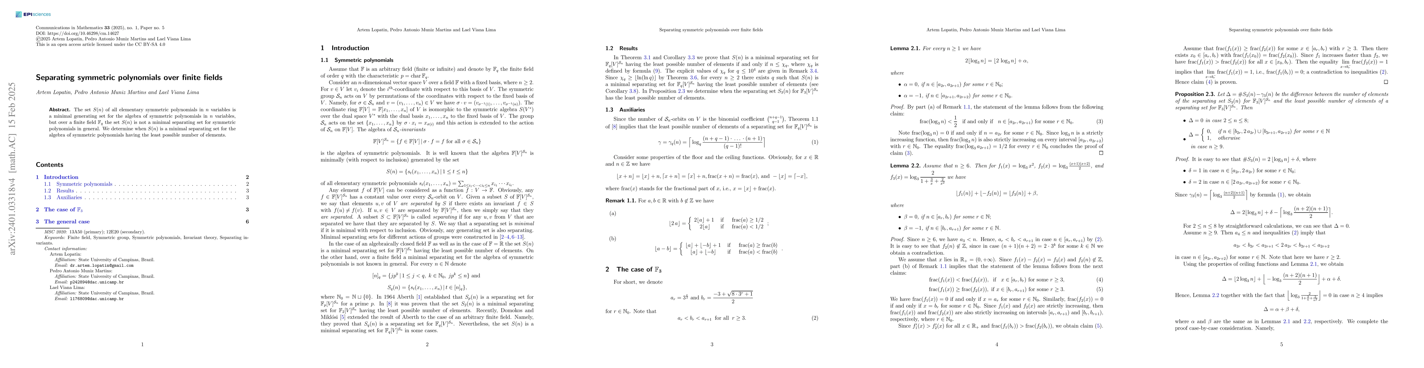 Thumbnail for Separating symmetric polynomials over finite fields