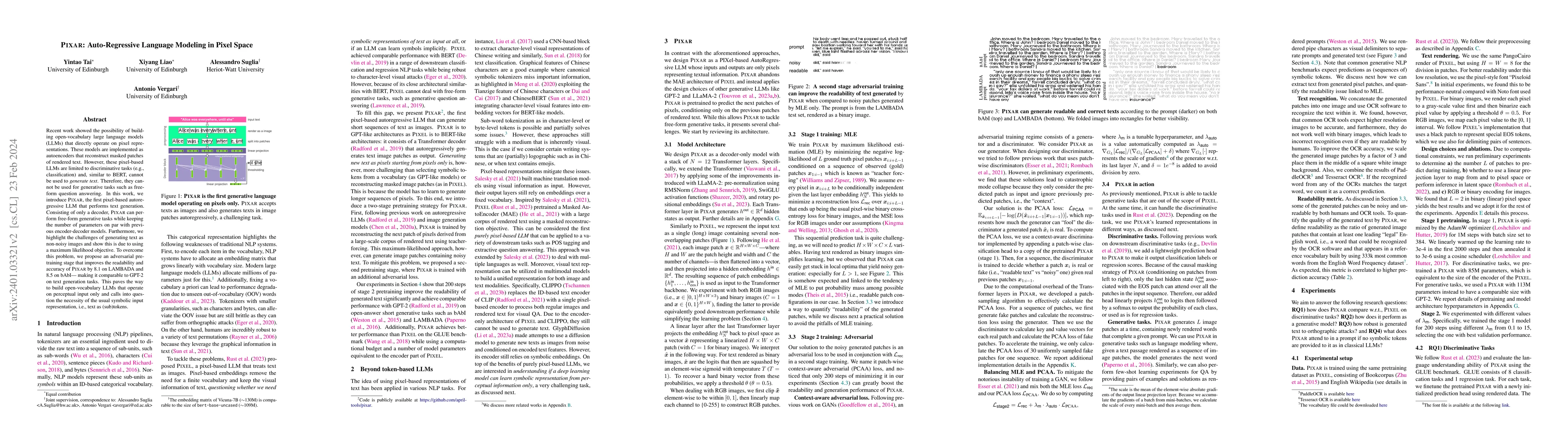 Thumbnail for PIXAR: Auto-Regressive Language Modeling in Pixel Space