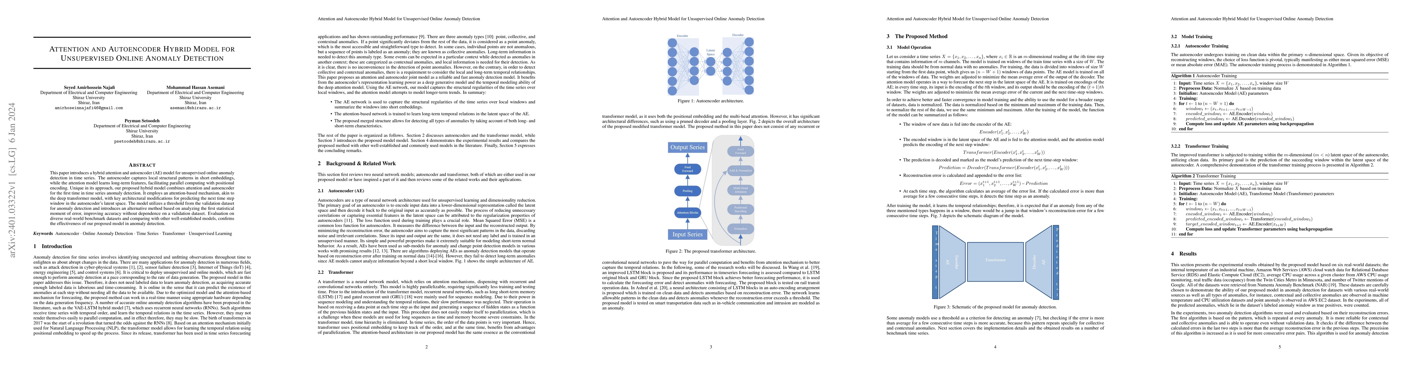 Thumbnail for Attention and Autoencoder Hybrid Model for Unsupervised Online Anomaly
  Detection