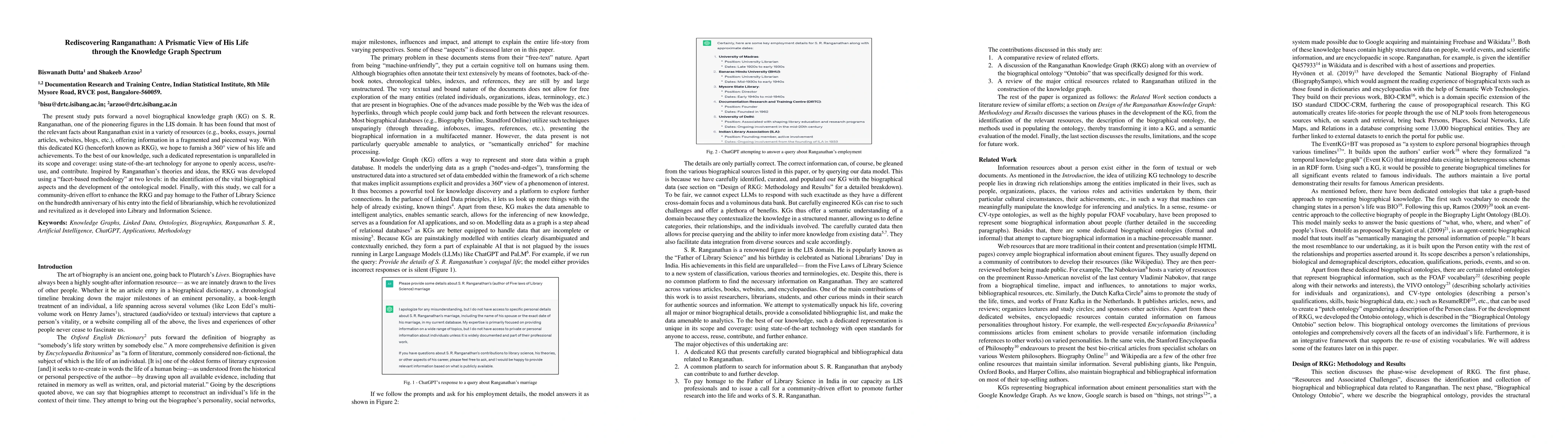 Thumbnail for Rediscovering Ranganathan: A Prismatic View of His Life through the
  Knowledge Graph Spectrum