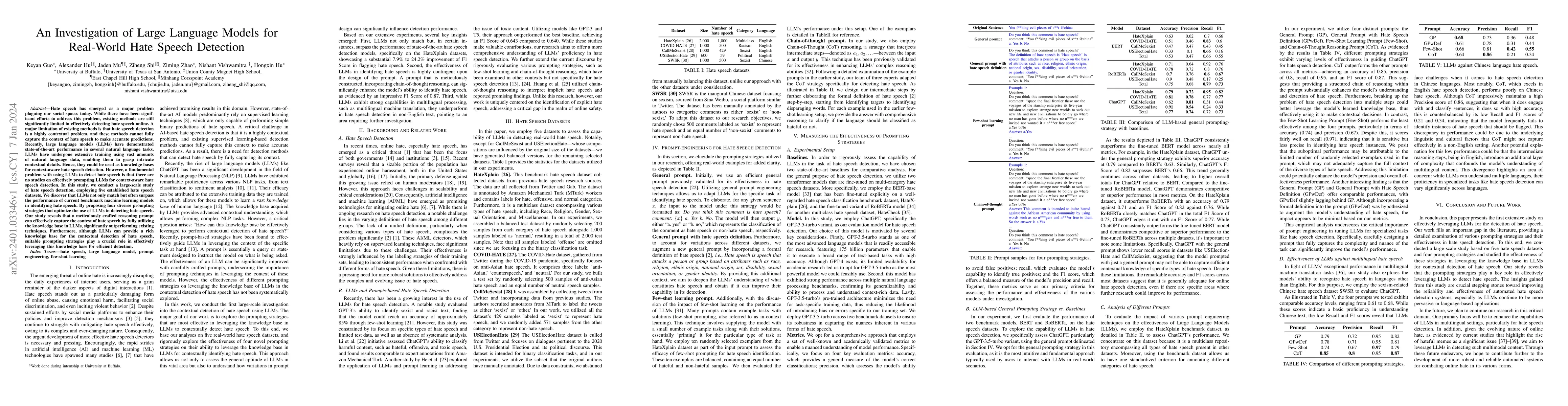 Thumbnail for An Investigation of Large Language Models for Real-World Hate Speech
  Detection