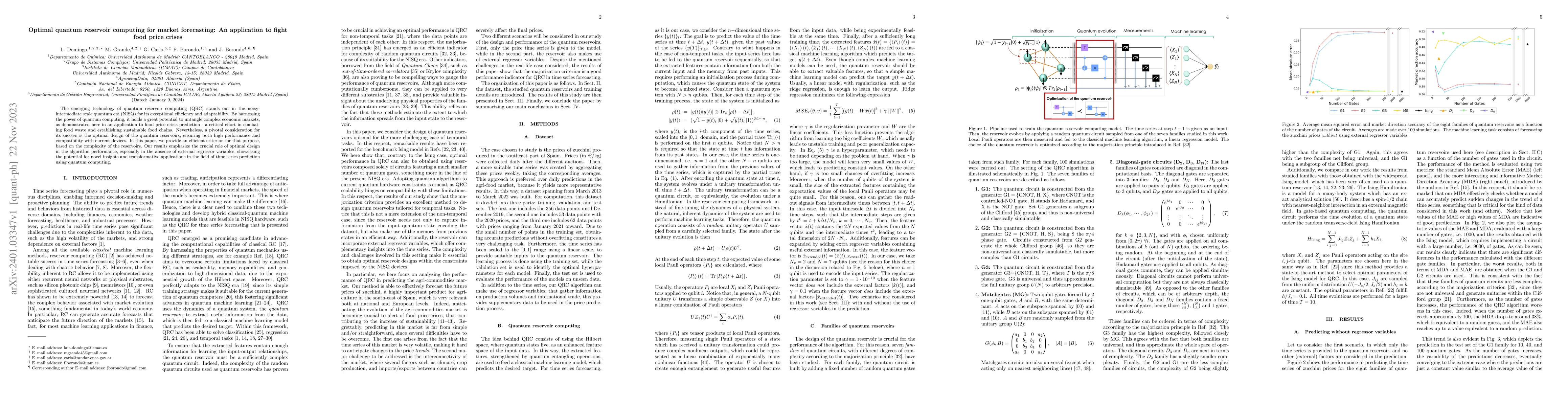 Thumbnail for Optimal quantum reservoir computing for market forecasting: An
  application to fight food price crises