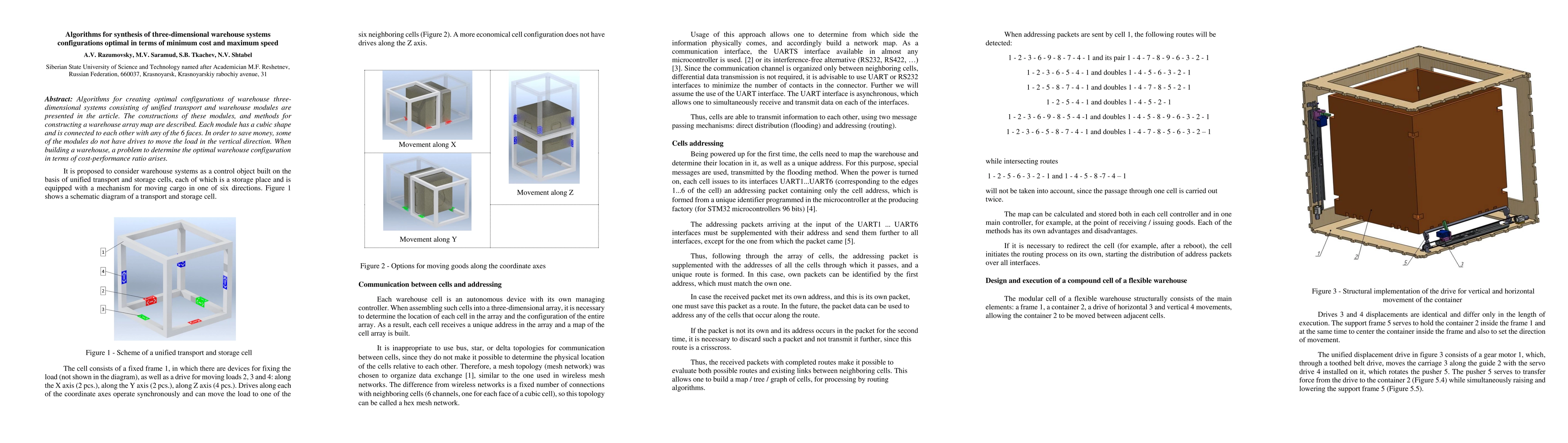 Thumbnail for Algorithms for synthesis of three-dimensional warehouse systems
  configurations optimal in terms of minimum cost and maximum speed
