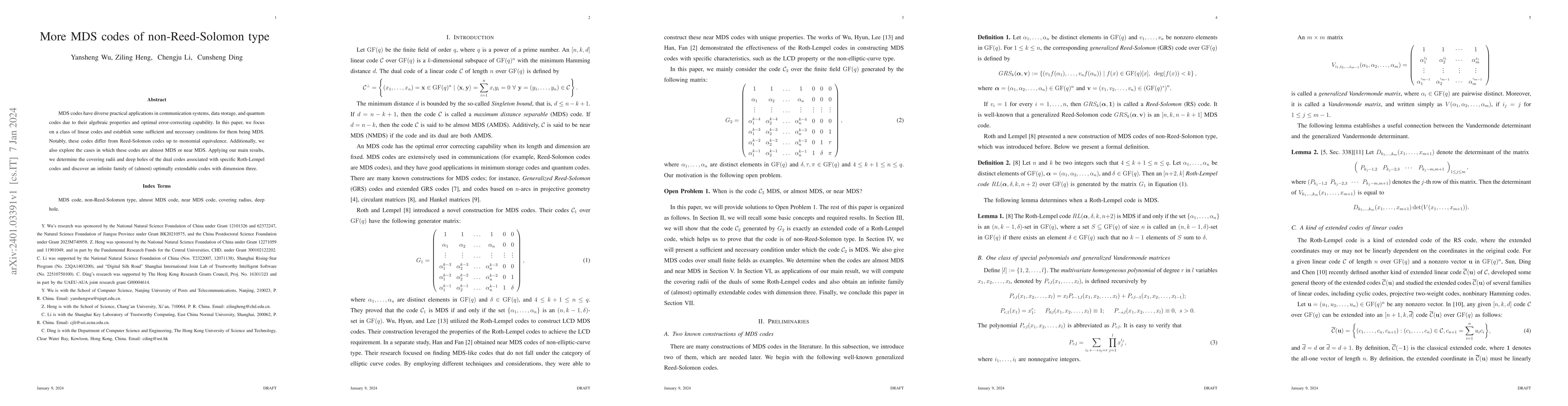 Thumbnail for More MDS codes of non-Reed-Solomon type