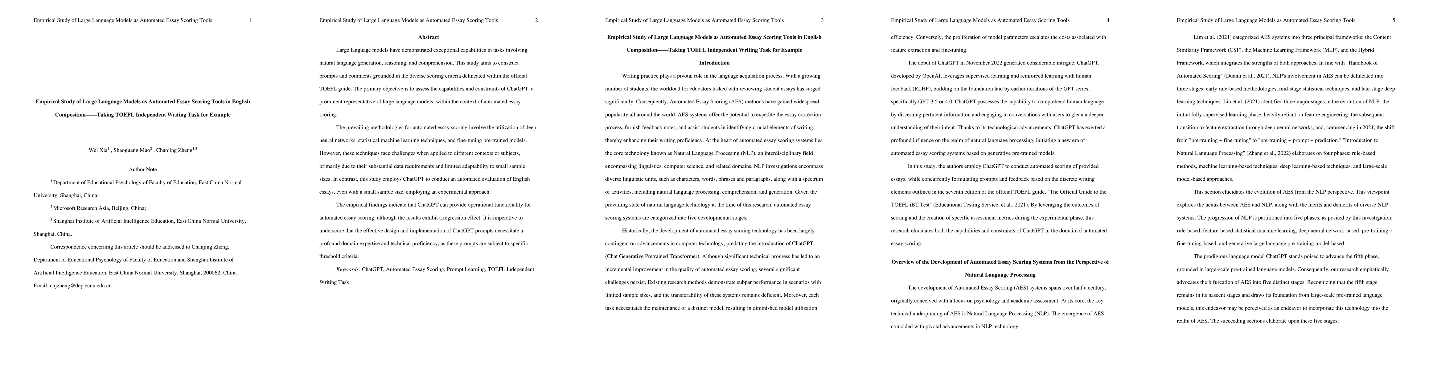 Thumbnail for Empirical Study of Large Language Models as Automated Essay Scoring
  Tools in English Composition__Taking TOEFL Independent Writing Task for
  Example