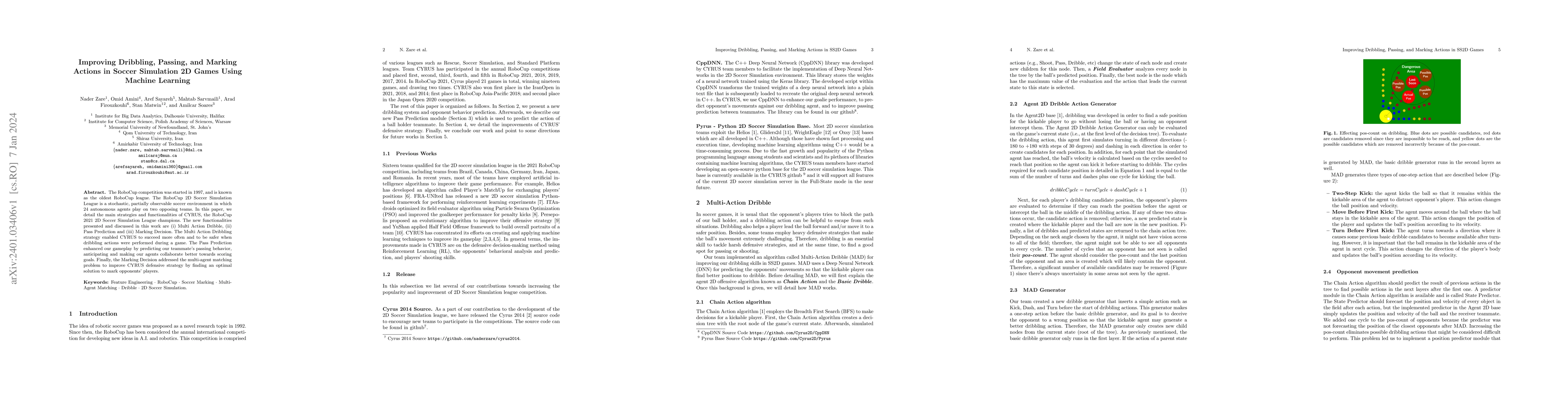 Thumbnail for Improving Dribbling, Passing, and Marking Actions in Soccer Simulation
  2D Games Using Machine Learning