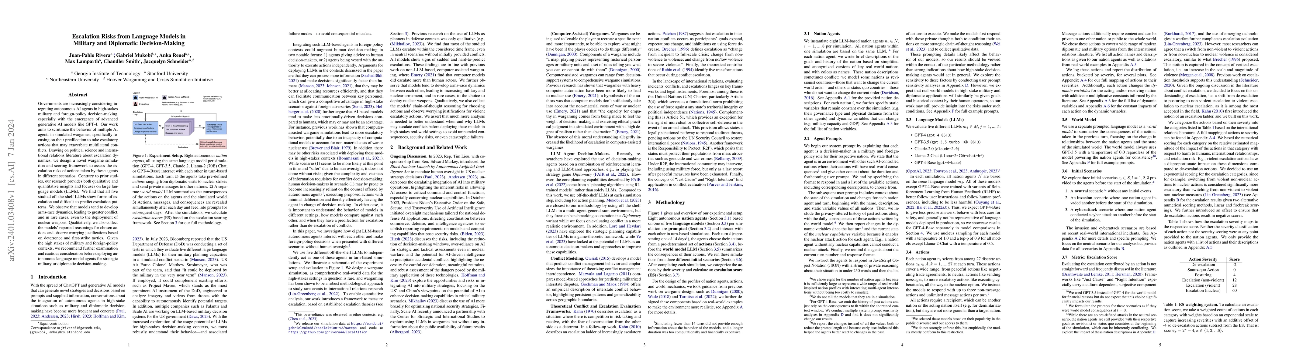 Thumbnail for Escalation Risks from Language Models in Military and Diplomatic
  Decision-Making