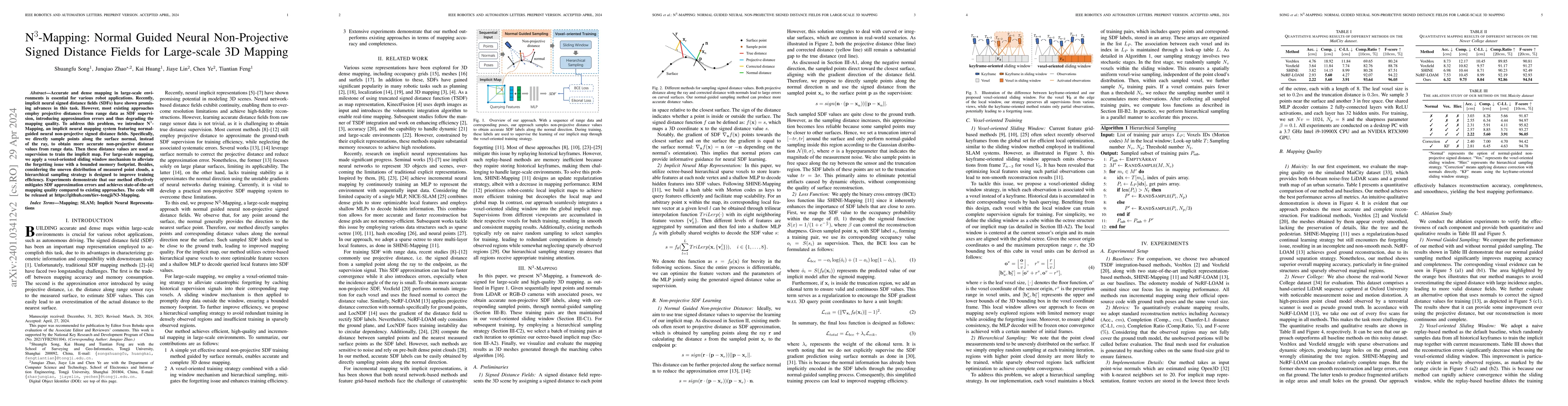 Thumbnail for N$^{3}$-Mapping: Normal Guided Neural Non-Projective Signed Distance
  Fields for Large-scale 3D Mapping