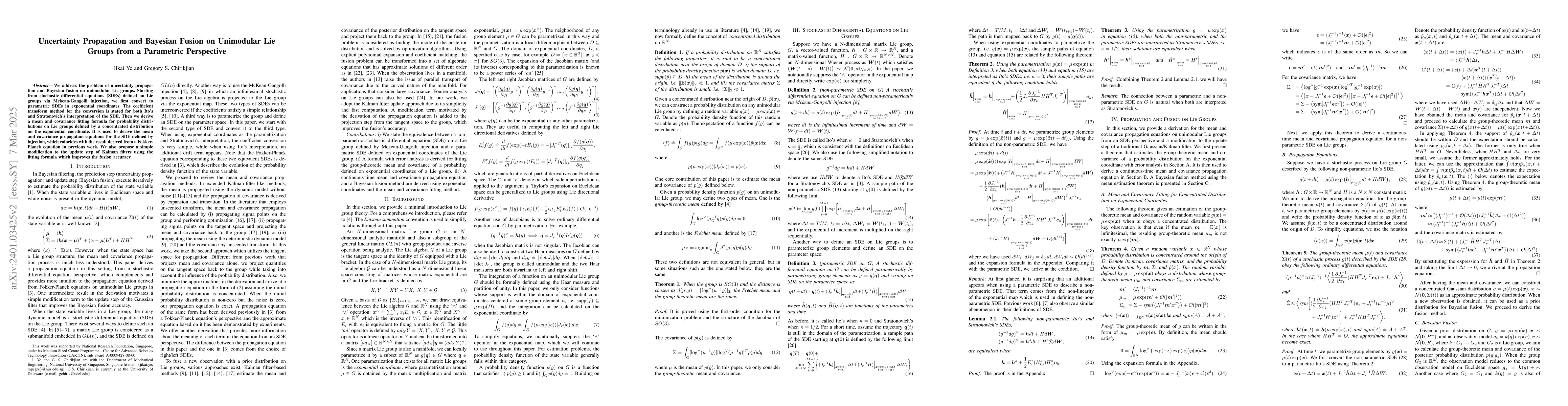Thumbnail for Uncertainty Propagation and Bayesian Fusion on Unimodular Lie Groups
  from a Parametric Perspective