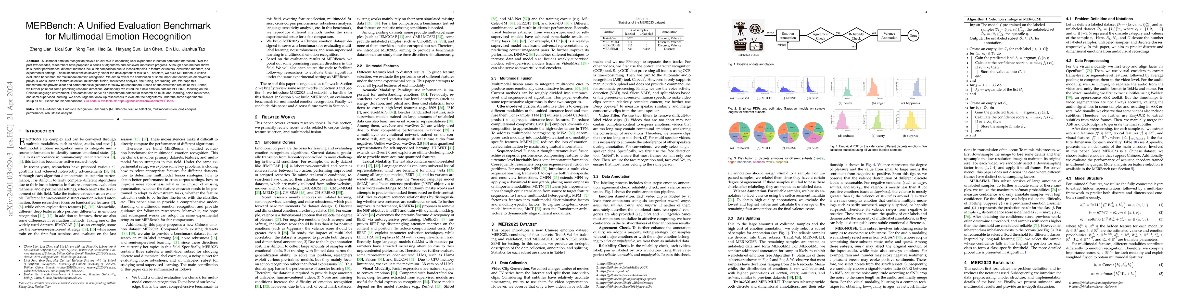 Thumbnail for MERBench: A Unified Evaluation Benchmark for Multimodal Emotion
  Recognition
