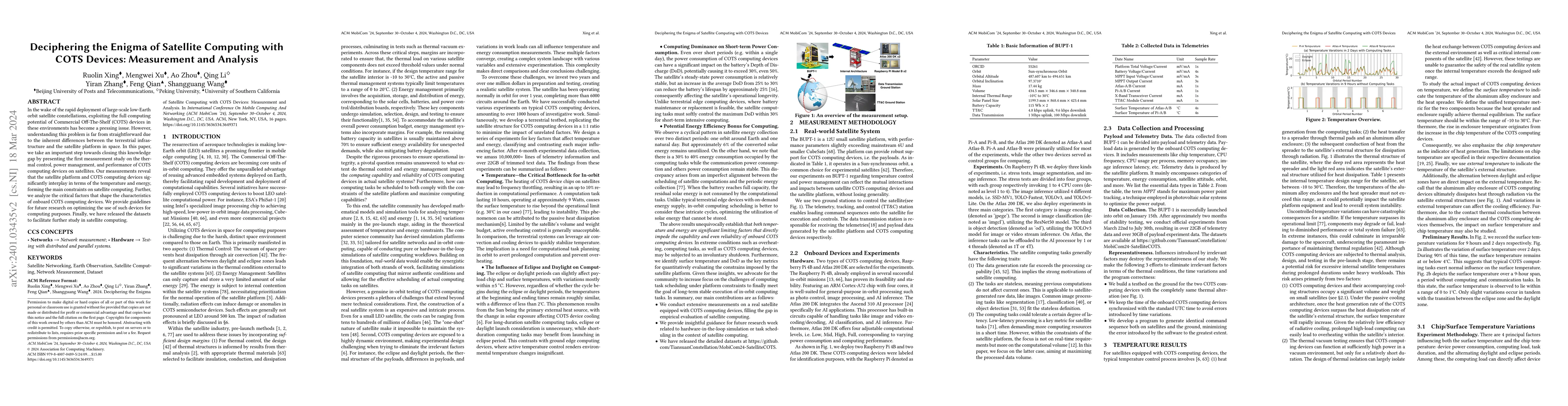 Thumbnail for Deciphering the Enigma of Satellite Computing with COTS Devices:
  Measurement and Analysis