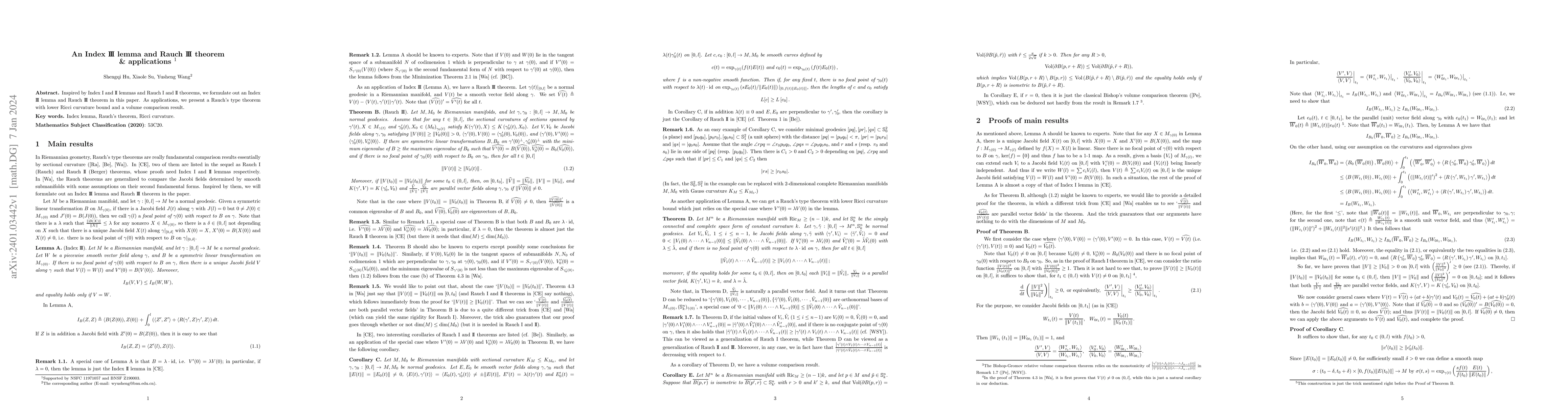 Thumbnail for An Index III lemma and Rauch III theorem & applications