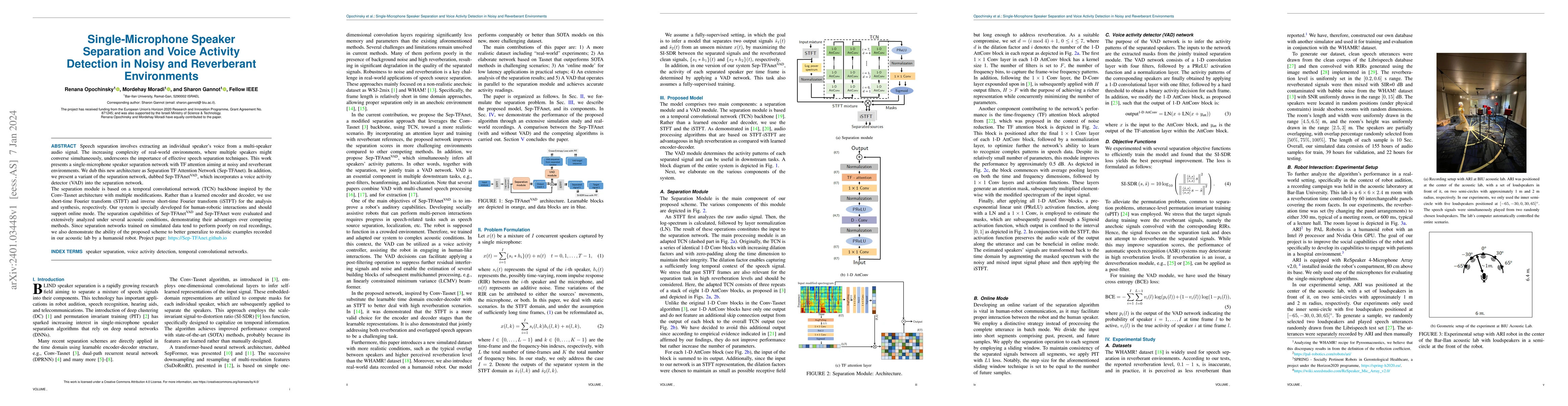 Thumbnail for Single-Microphone Speaker Separation and Voice Activity Detection in
  Noisy and Reverberant Environments