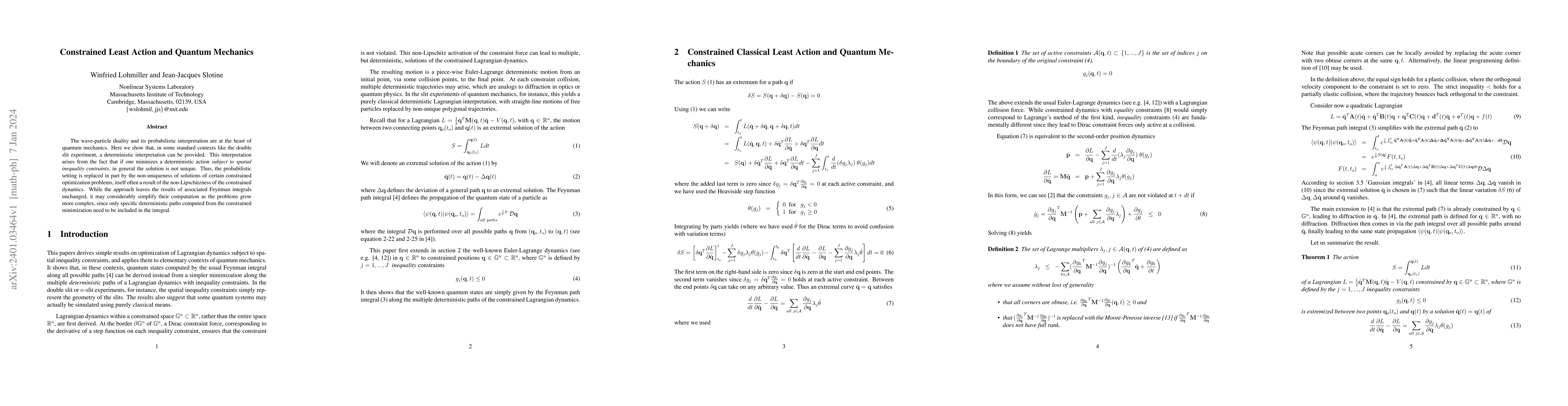 Thumbnail for Constrained Least Action and Quantum Mechanics