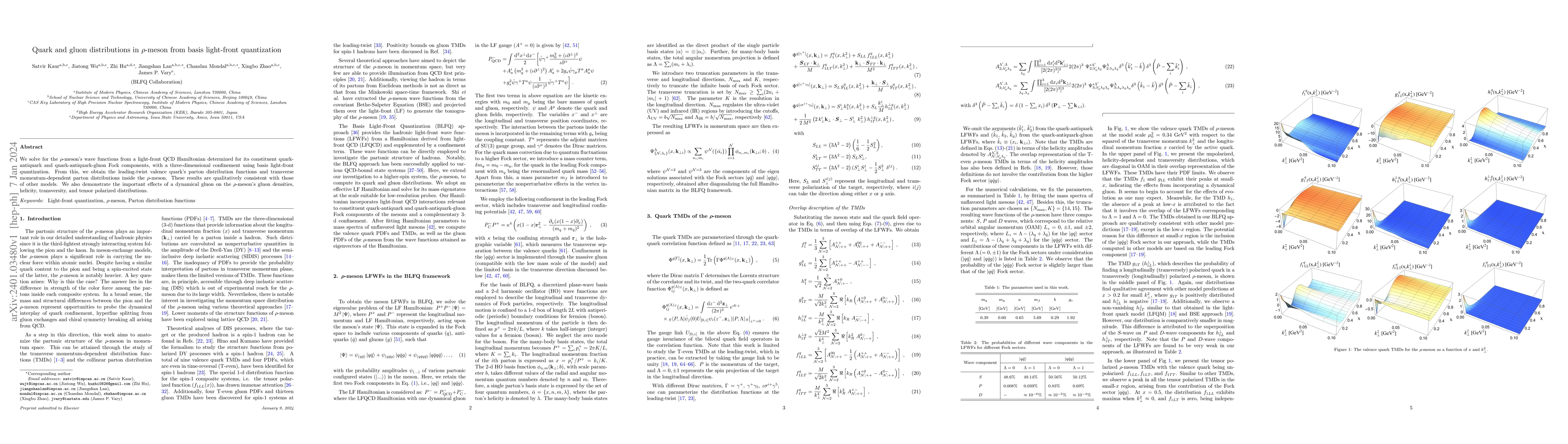 Thumbnail for Quark and gluon distributions in $\rho$-meson from basis light-front
  quantization