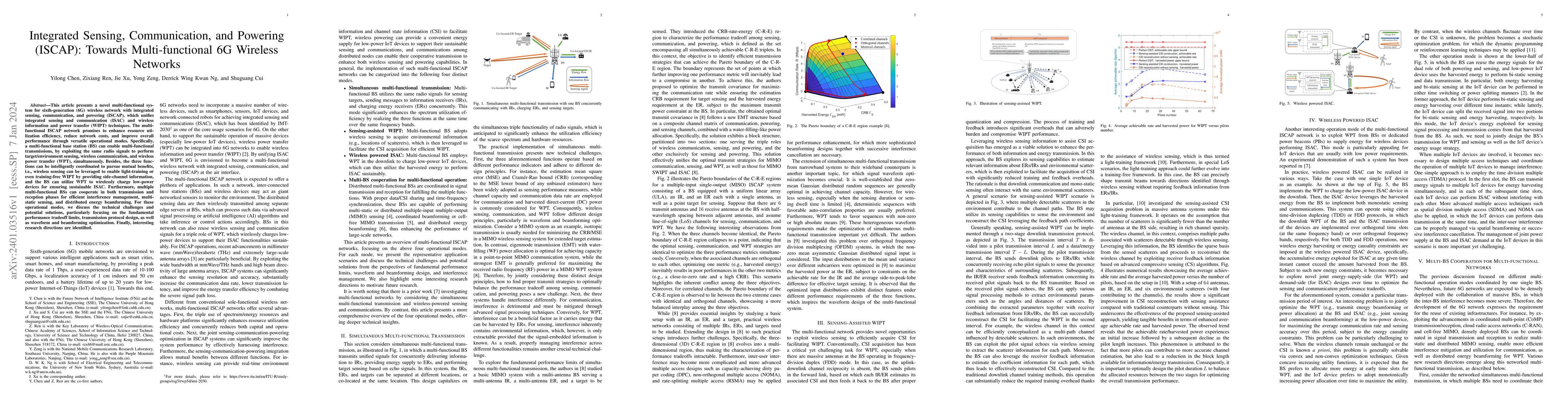 Thumbnail for Integrated Sensing, Communication, and Powering (ISCAP): Towards
  Multi-functional 6G Wireless Networks