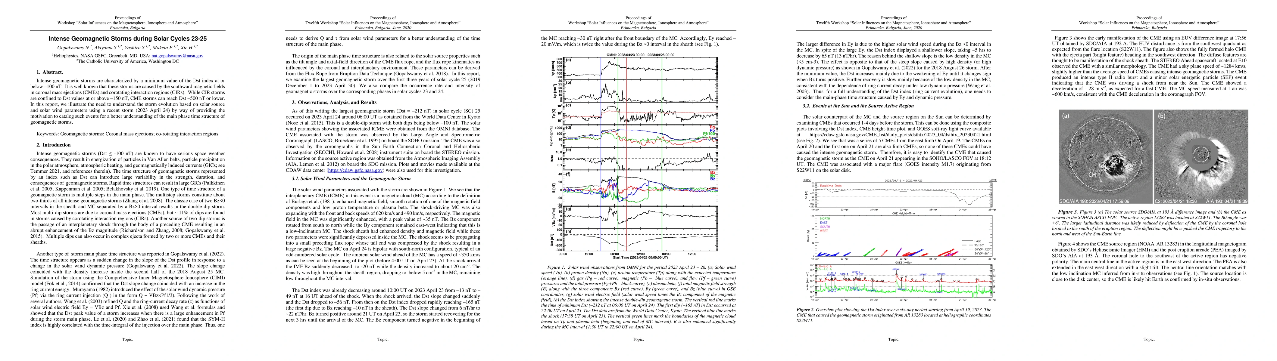 Thumbnail for Intense Geomagnetic Storms during Solar Cycles 23-25