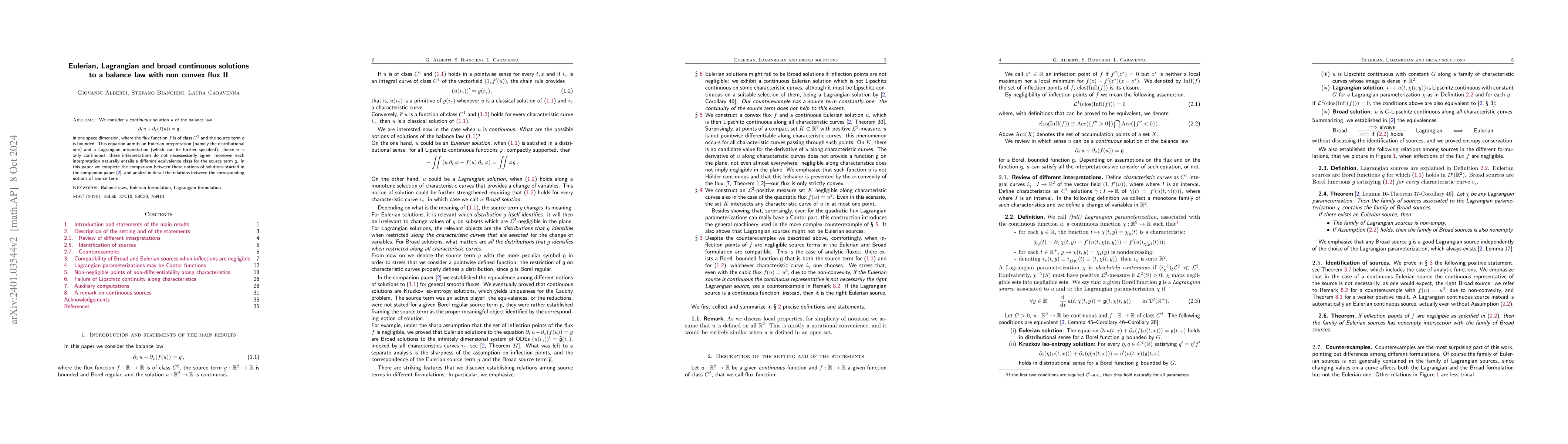 Thumbnail for Eulerian, Lagrangian and broad continuous solutions to a balance law
  with non convex flux II