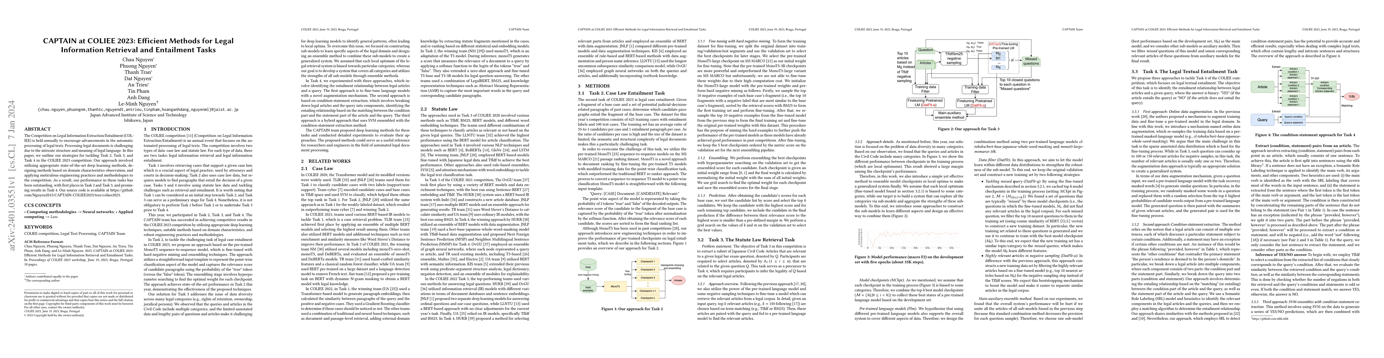 Thumbnail for CAPTAIN at COLIEE 2023: Efficient Methods for Legal Information
  Retrieval and Entailment Tasks