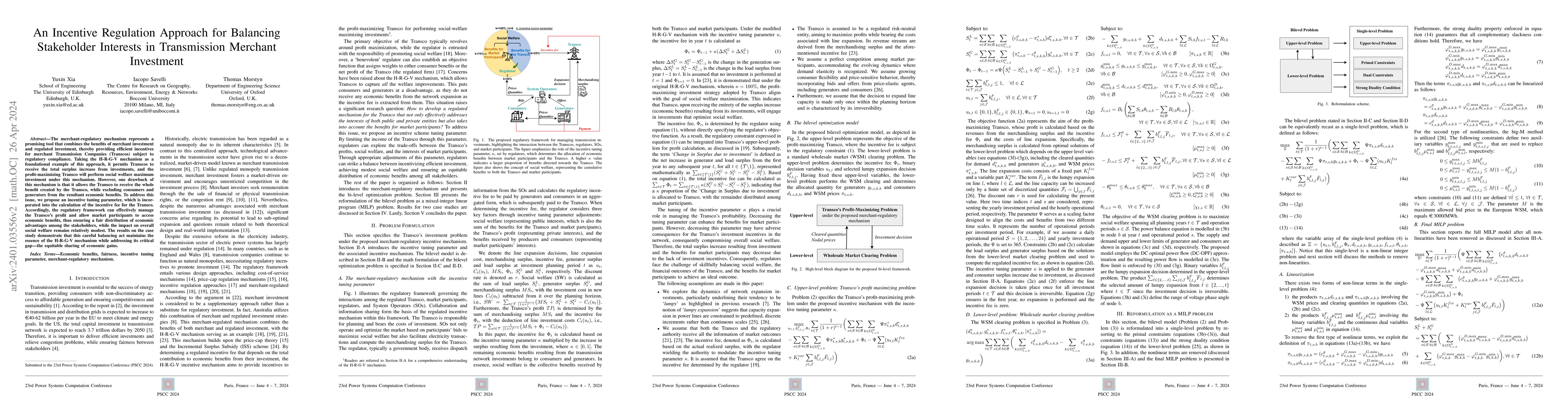 Thumbnail for An Incentive Regulation Approach for Balancing Stakeholder Interests in
  Transmission Investment