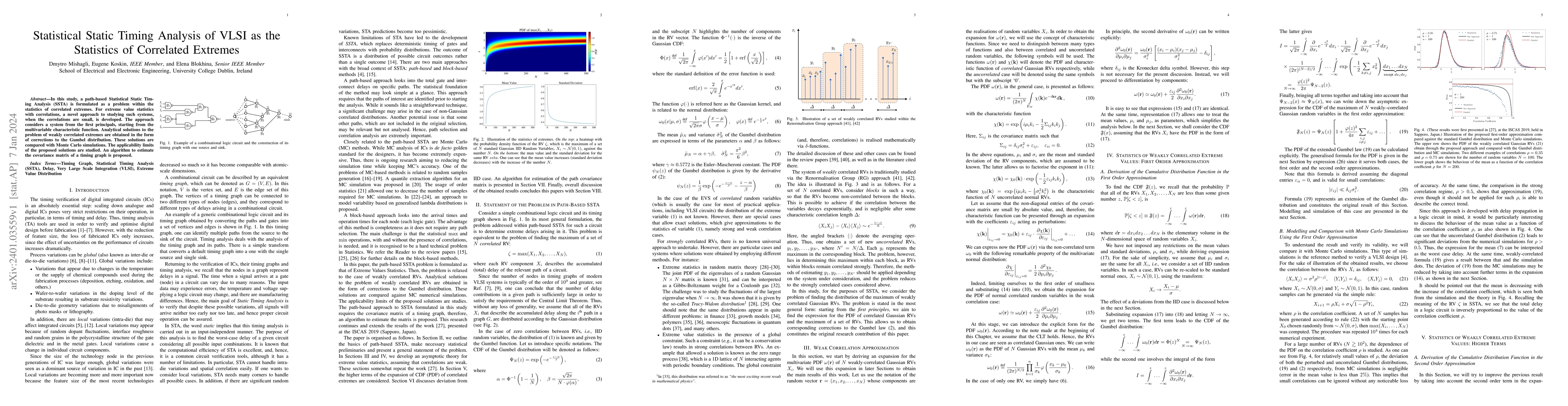 Thumbnail for Statistical Static Timing Analysis of VLSI as the Statistics of
  Correlated Extremes