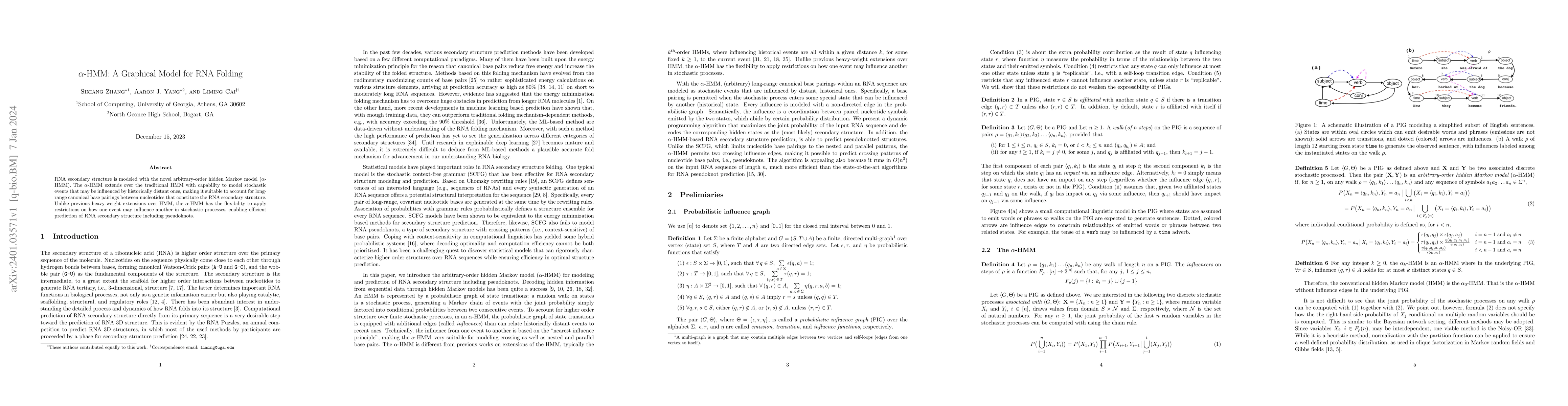 Thumbnail for {\alpha}-HMM: A Graphical Model for RNA Folding