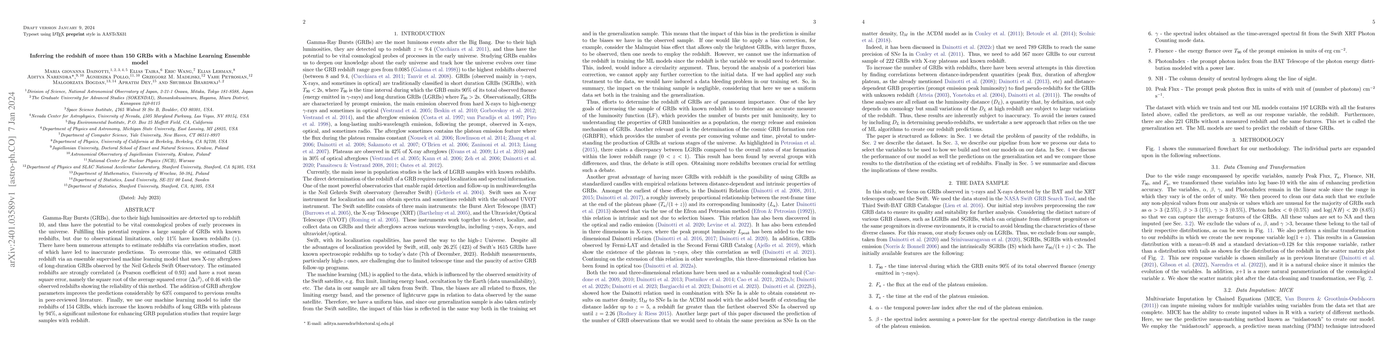 Thumbnail for Inferring the redshift of more than 150 GRBs with a Machine Learning
  Ensemble model
