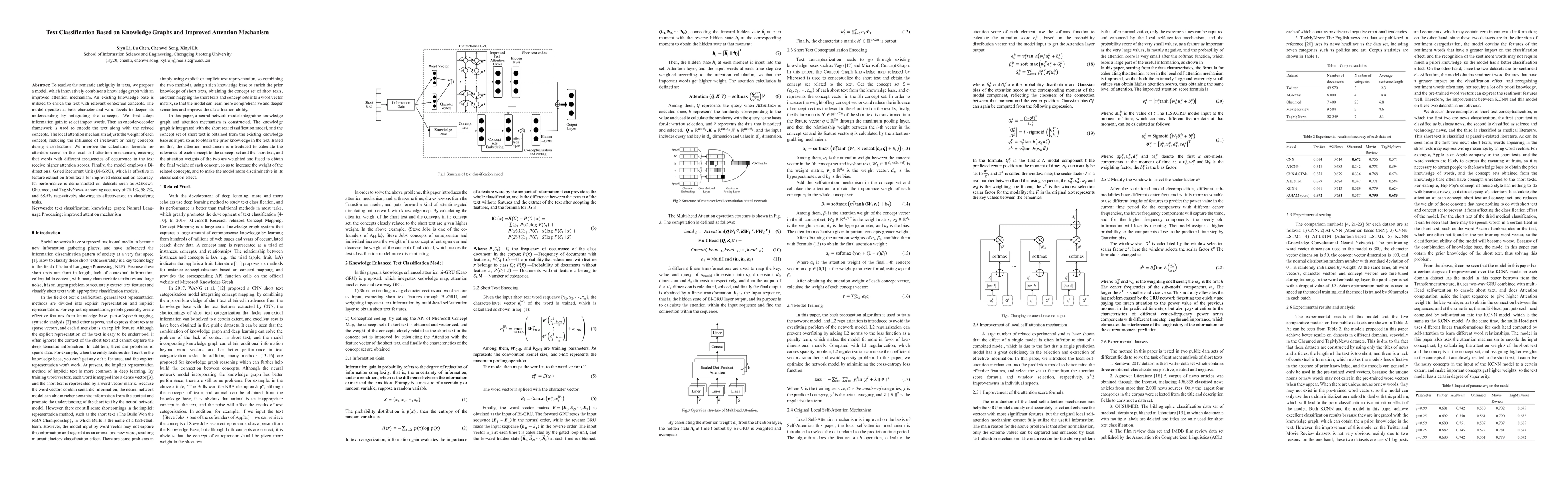 Thumbnail for Text Classification Based on Knowledge Graphs and Improved Attention
  Mechanism