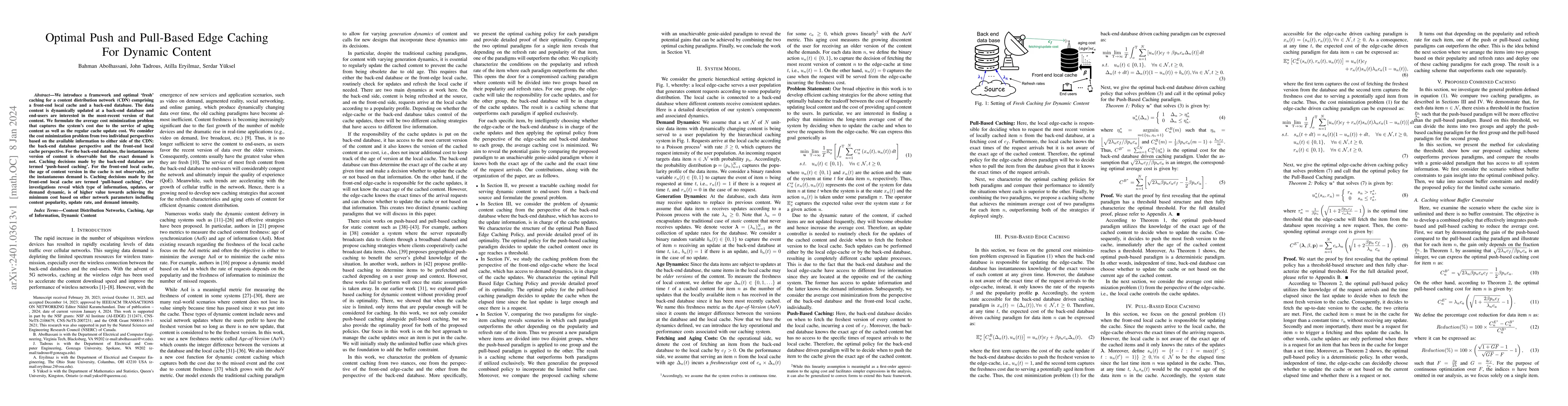 Thumbnail for Optimal Push and Pull-Based Edge Caching For Dynamic Content