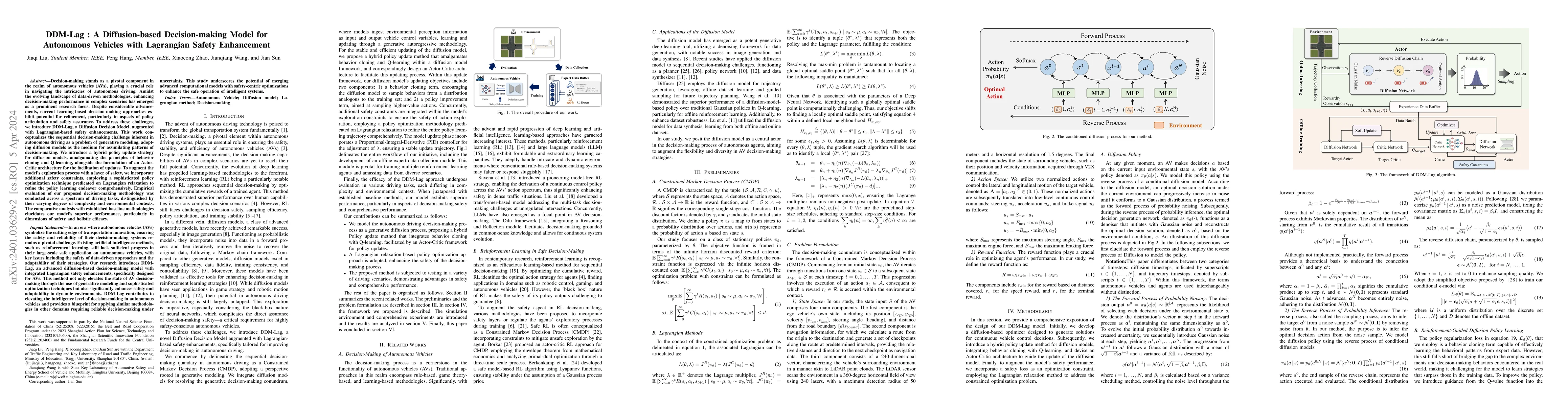 Thumbnail for DDM-Lag : A Diffusion-based Decision-making Model for Autonomous
  Vehicles with Lagrangian Safety Enhancement