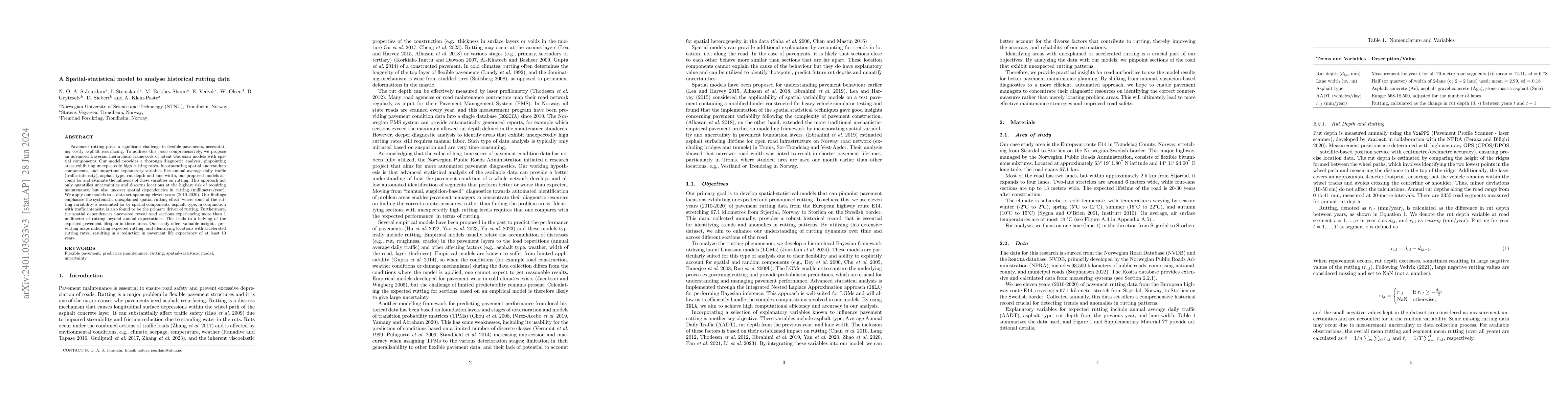 Thumbnail for A Spatial-statistical model to analyse historical rutting data