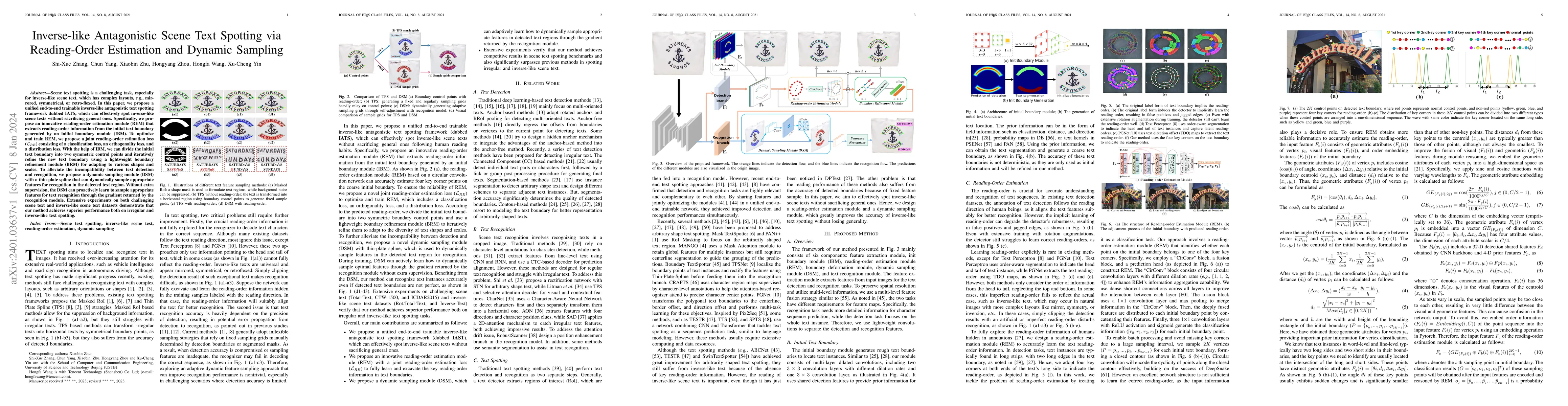 Thumbnail for Inverse-like Antagonistic Scene Text Spotting via Reading-Order
  Estimation and Dynamic Sampling