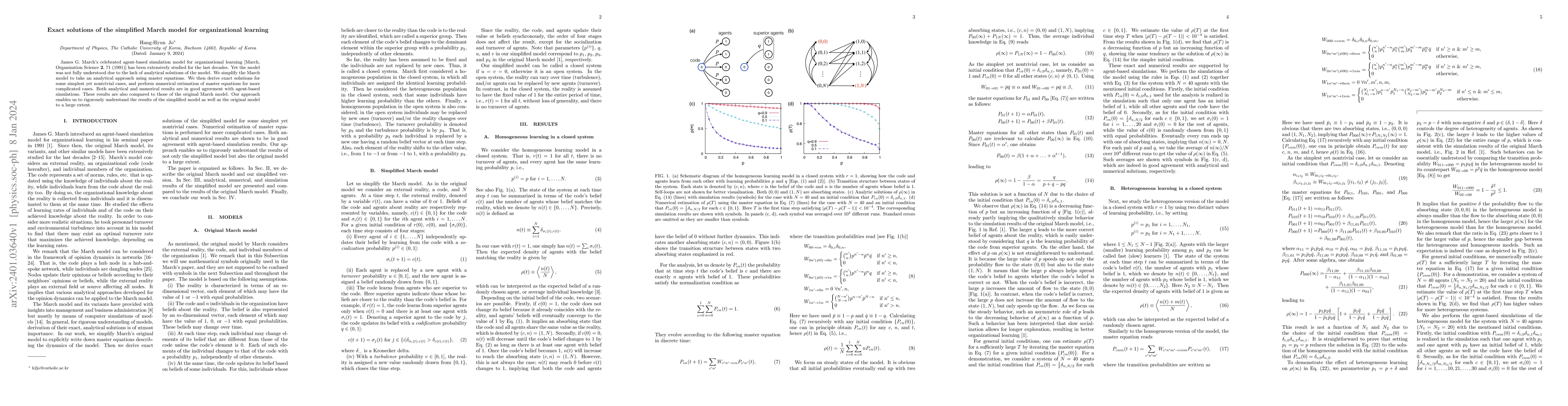 Thumbnail for Exact solutions of the simplified March model for organizational
  learning