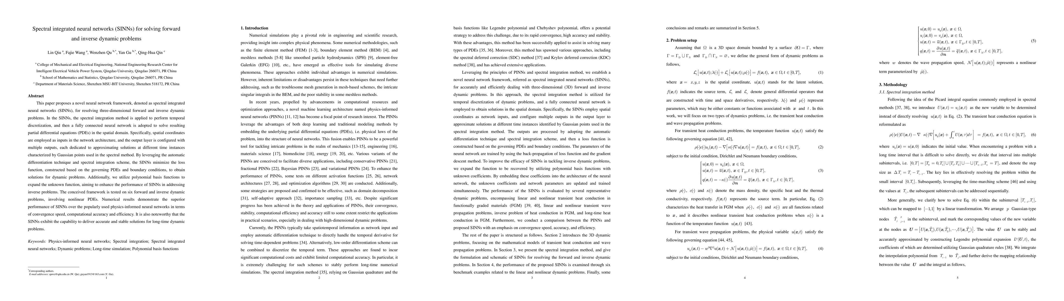 Thumbnail for Spectral integrated neural networks (SINNs) for solving forward and
  inverse dynamic problems