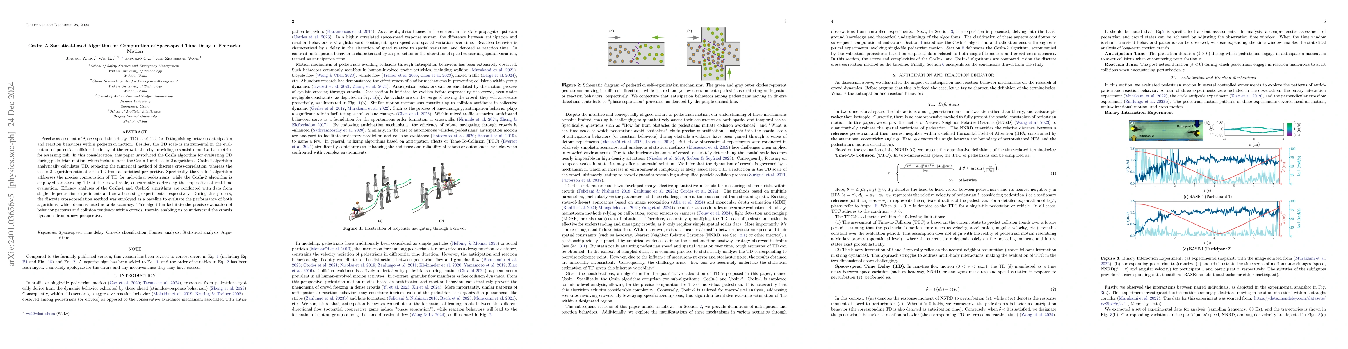 Thumbnail for CosIn: A Statistical-Based Algorithm for Computation of Speed-Space Time
  Delay in Pedestrian Motion