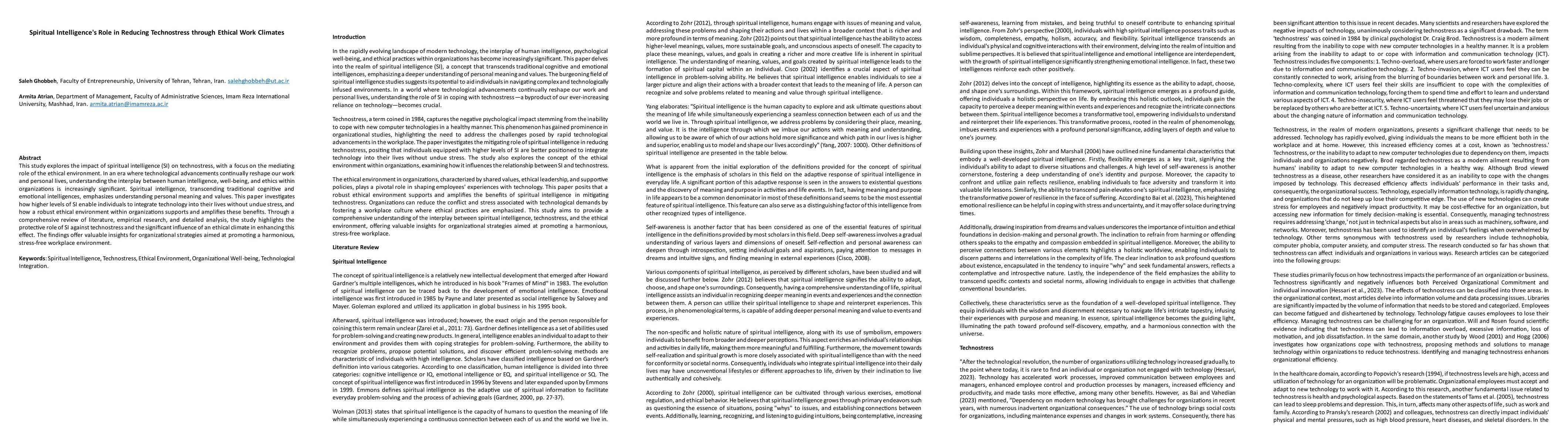Thumbnail for Spiritual Intelligence's Role in Reducing Technostress through Ethical
  Work Climates