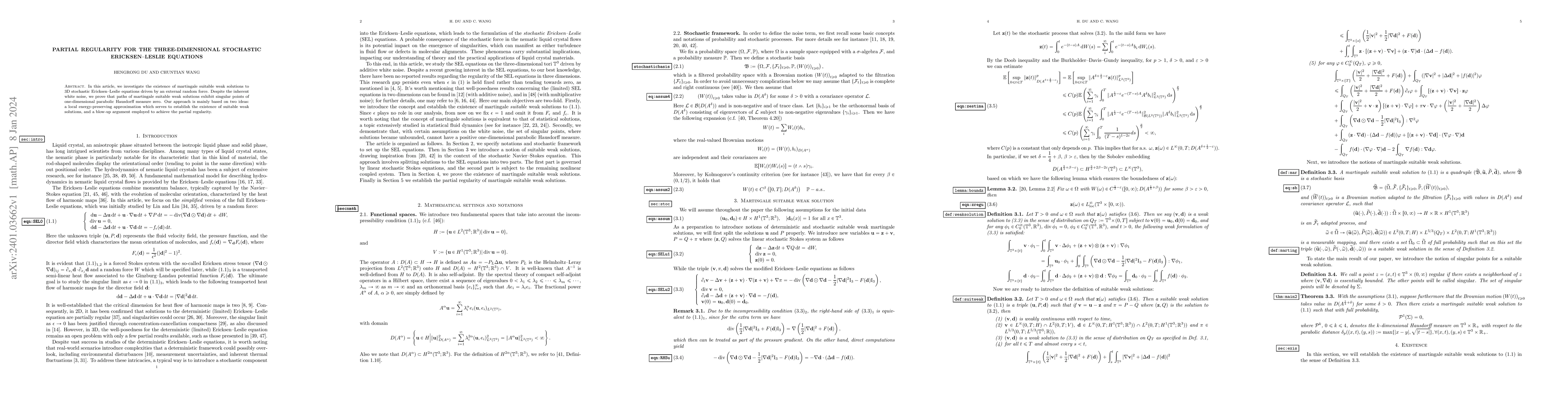 Thumbnail for Partial Regularity for the Three-dimensional Stochastic Ericksen--Leslie
  equations