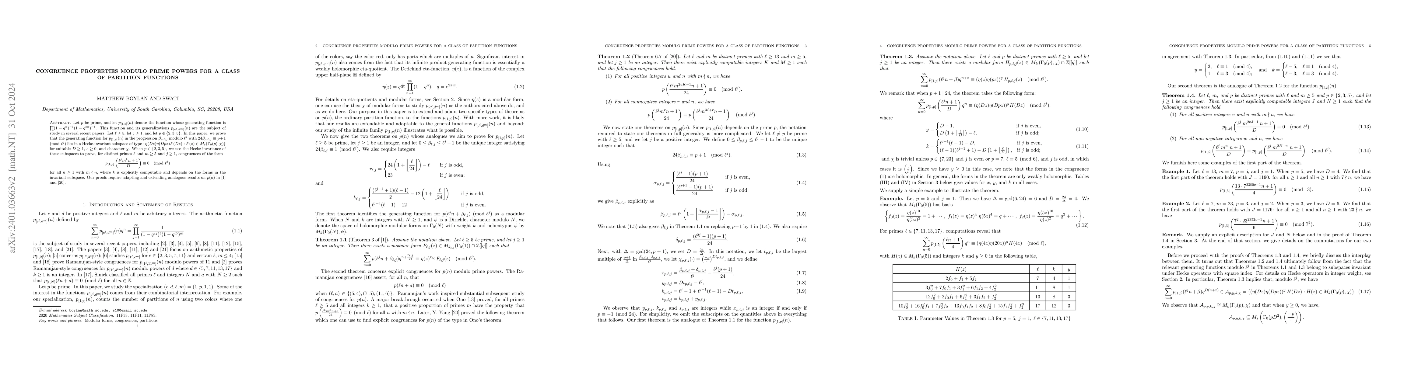 Thumbnail for Congruence properties modulo prime powers for a class of partition
  functions