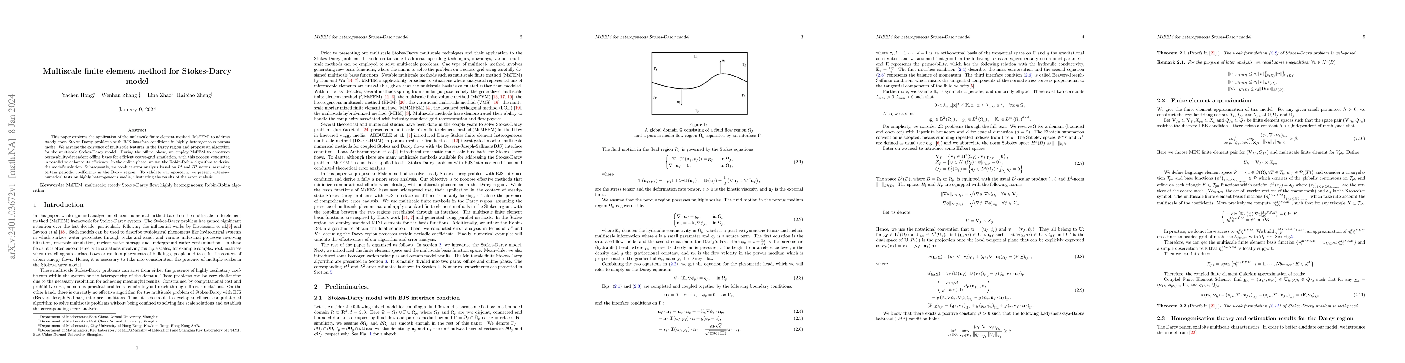 Thumbnail for Multiscale finite element method for Stokes-Darcy model