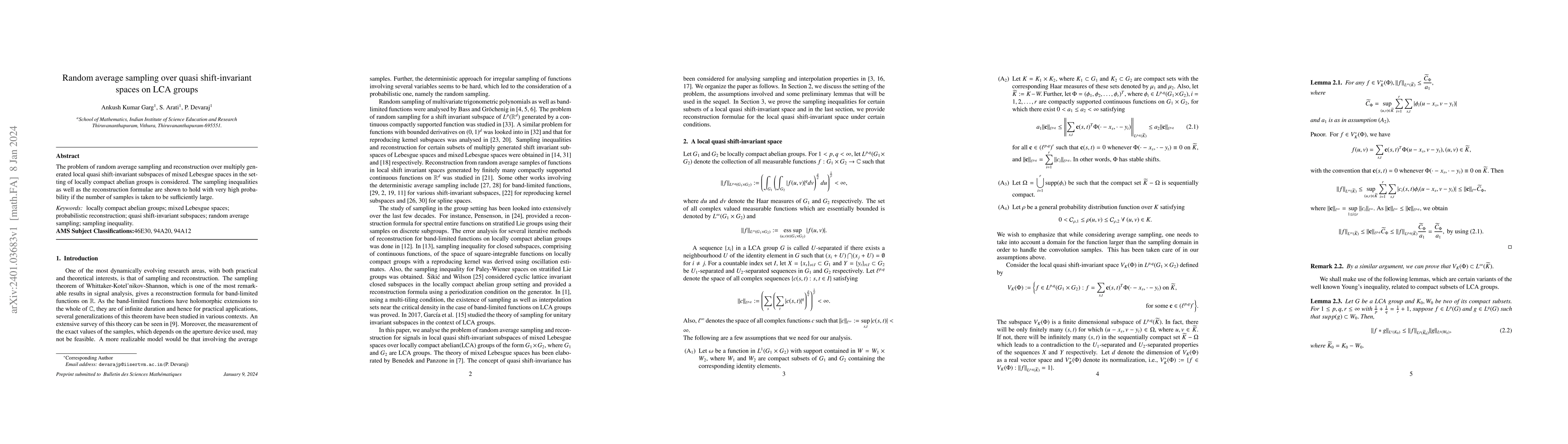 Thumbnail for Random average sampling over quasi shift-invariant spaces on LCA groups
