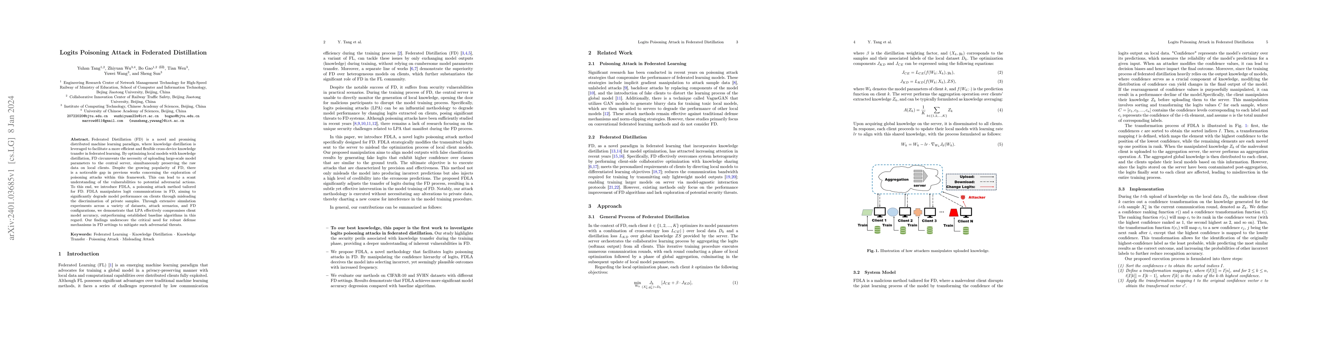 Thumbnail for Logits Poisoning Attack in Federated Distillation