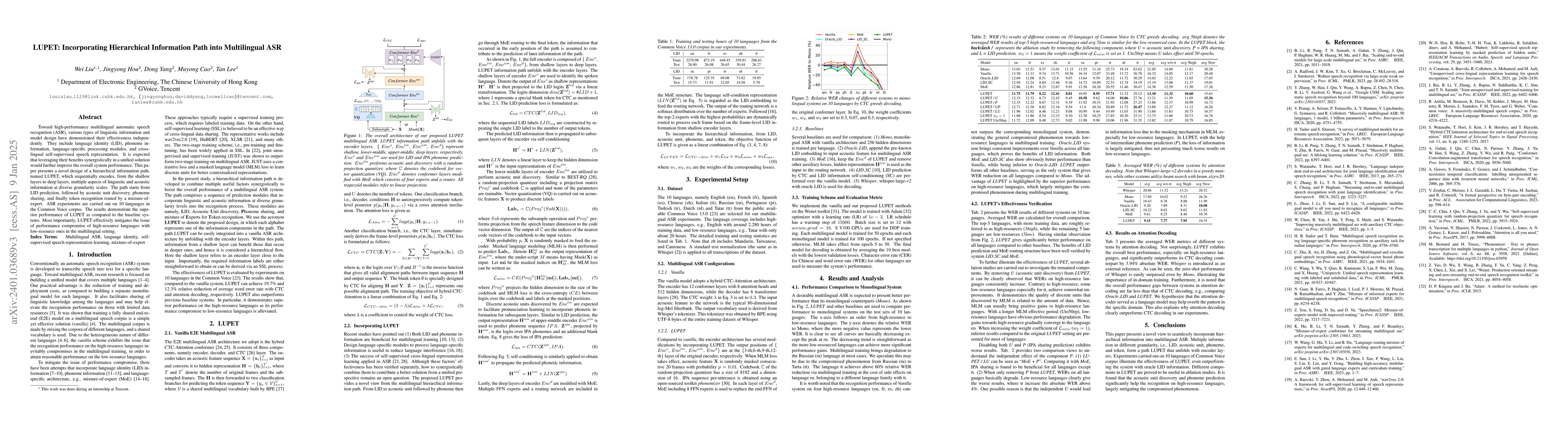 Thumbnail for LUPET: Incorporating Hierarchical Information Path into Multilingual ASR