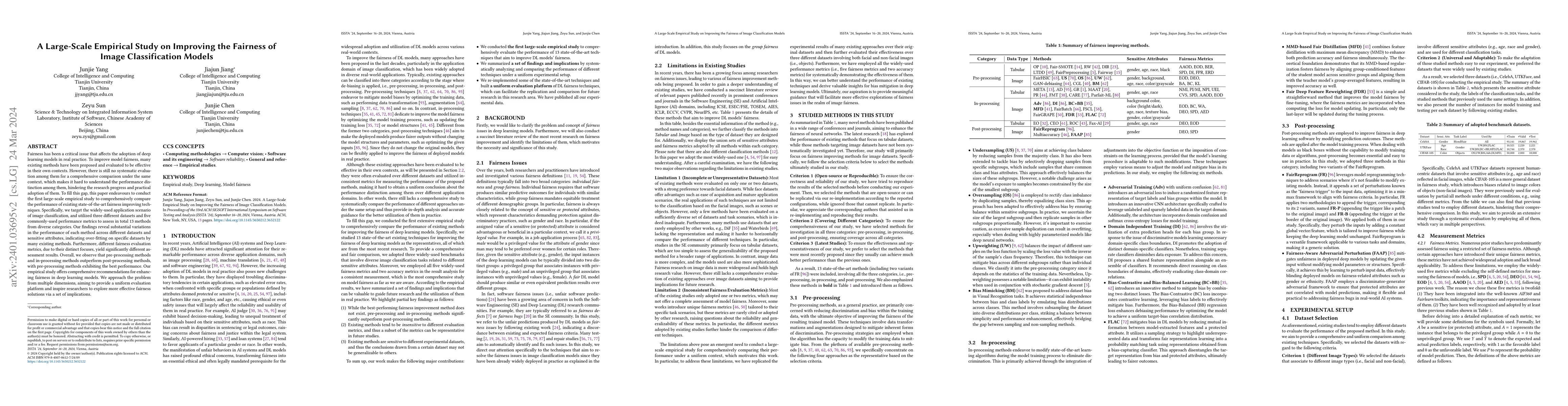 Thumbnail for A Large-Scale Empirical Study on Improving the Fairness of Image
  Classification Models